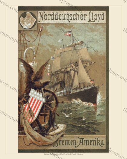 Norddeutscher Lloyd, Bremen · Daily Menu · 1884