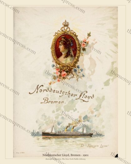 Norddeutscher Lloyd, Bremen · Special Dinner Menu · 1901