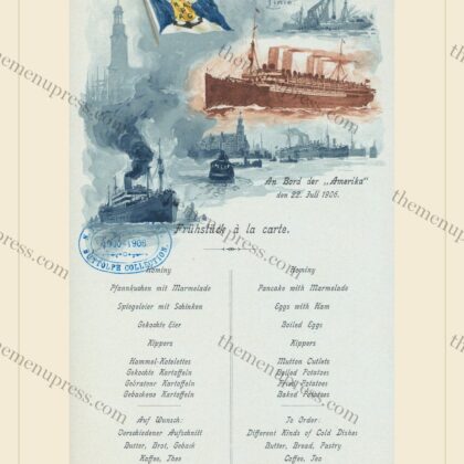 Hamburg-Amerika Linie · Frühstück à la Carte · 1906