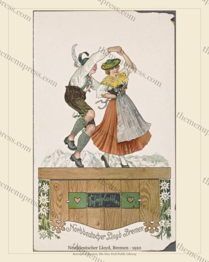Norddeutscher Lloyd · Dinner à la Carte with Dancing Couple · 1910