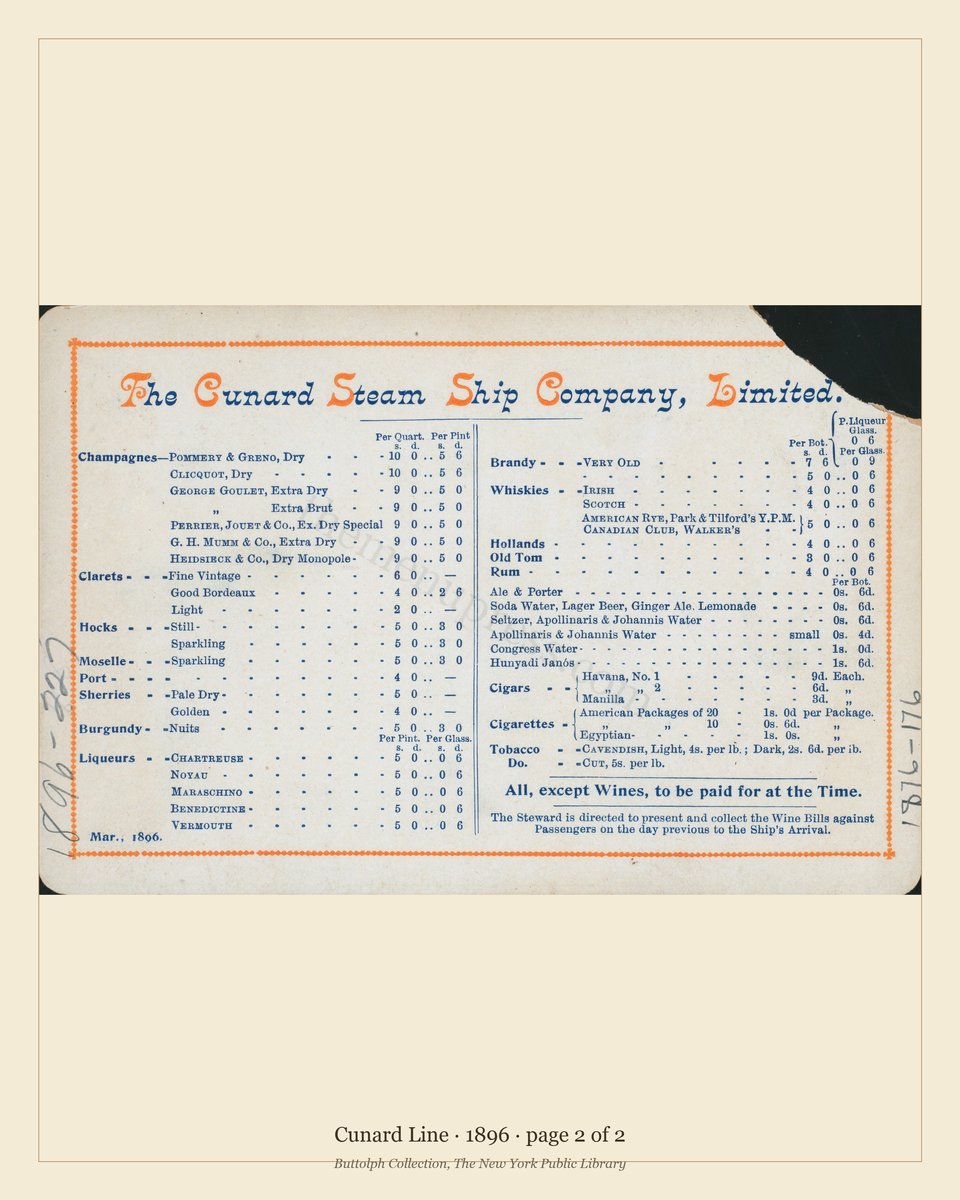 Vintage menu — page 2 of 2