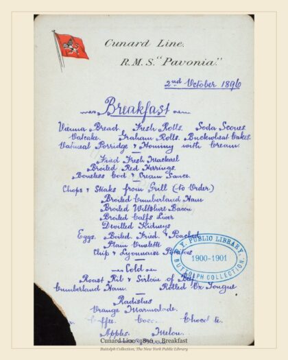Cunard Line · 1896 — Breakfast