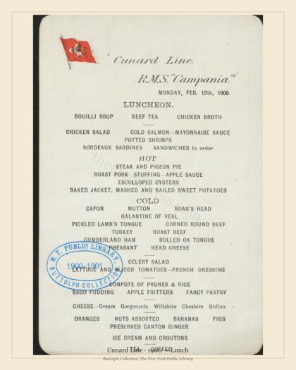 Cunard Line · 1900 — Lunch