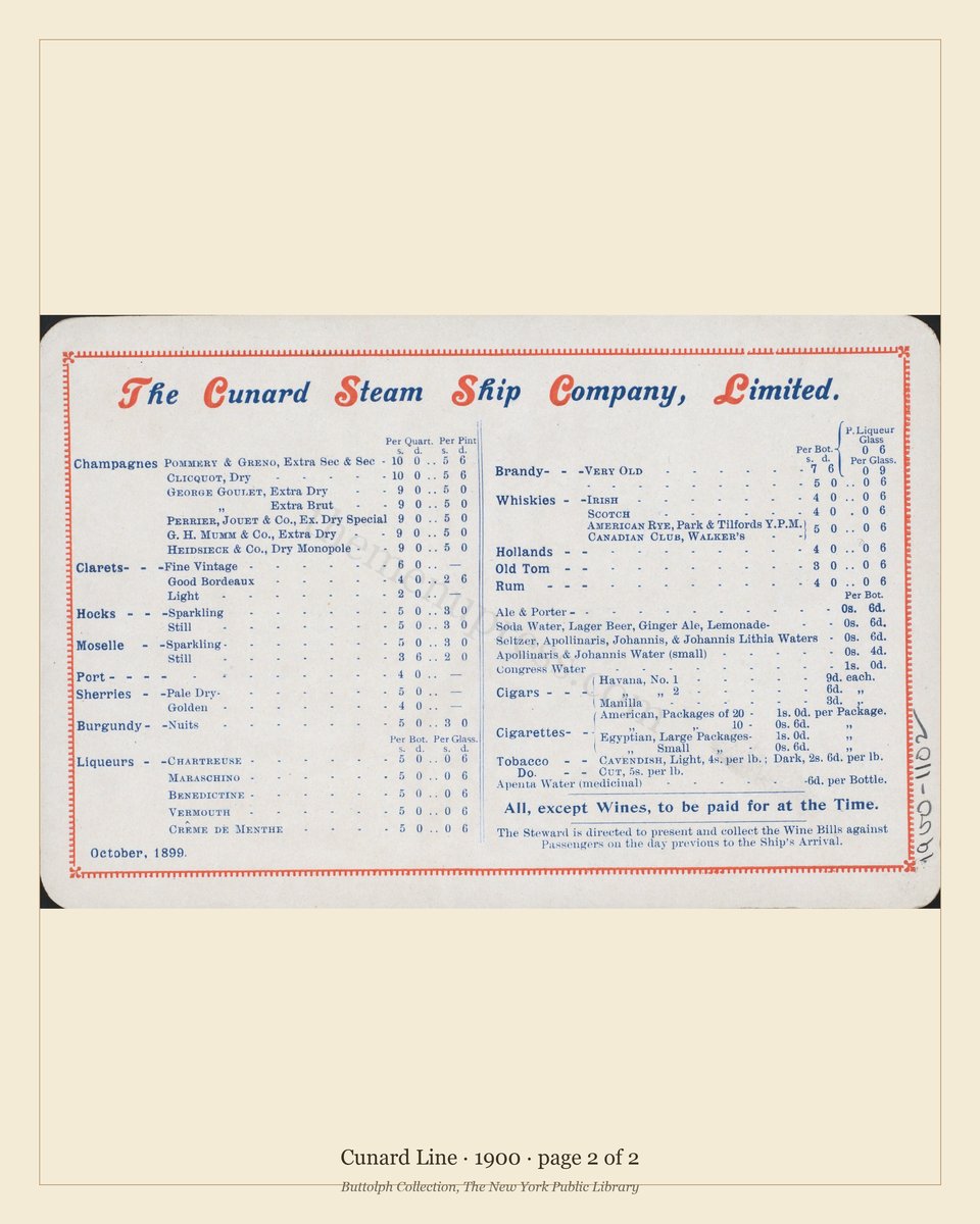 Vintage menu — page 2 of 2