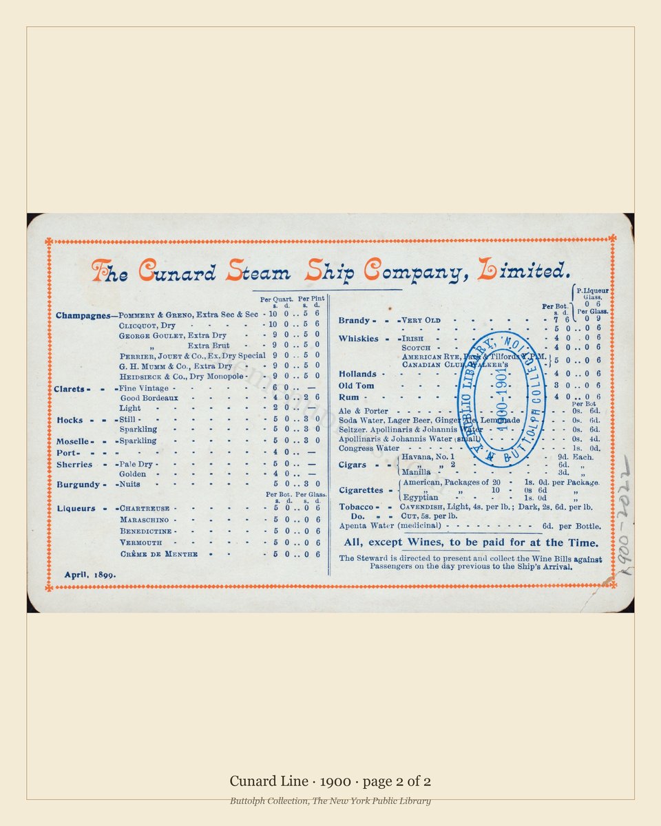 Vintage menu — page 2 of 2