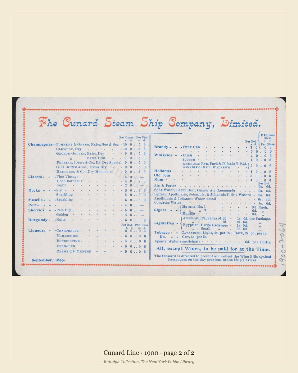 Vintage menu — page 2 of 2