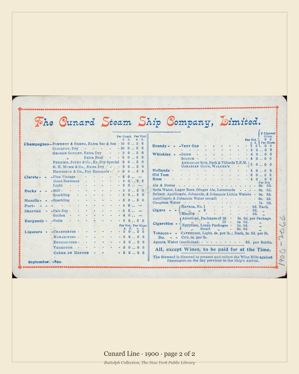 Vintage menu — page 2 of 2