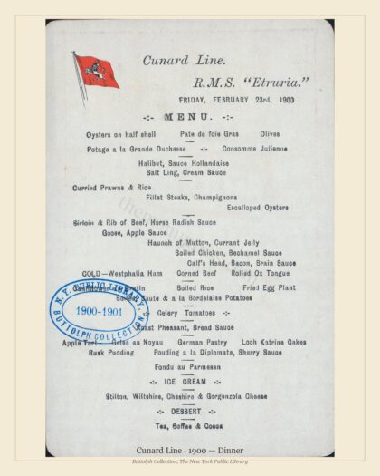 Cunard Line · 1900 — Dinner