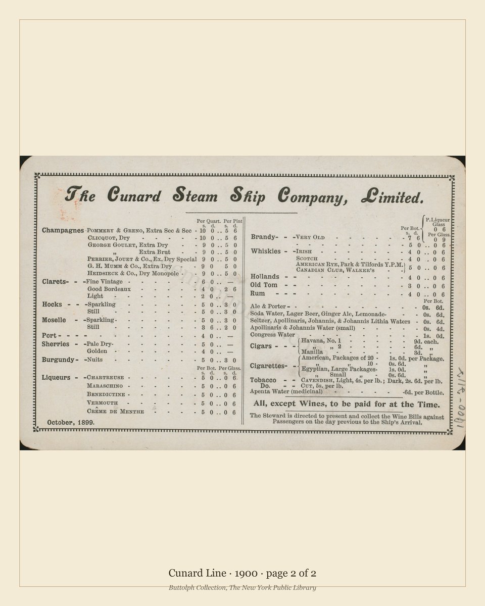 Vintage menu — page 2 of 2