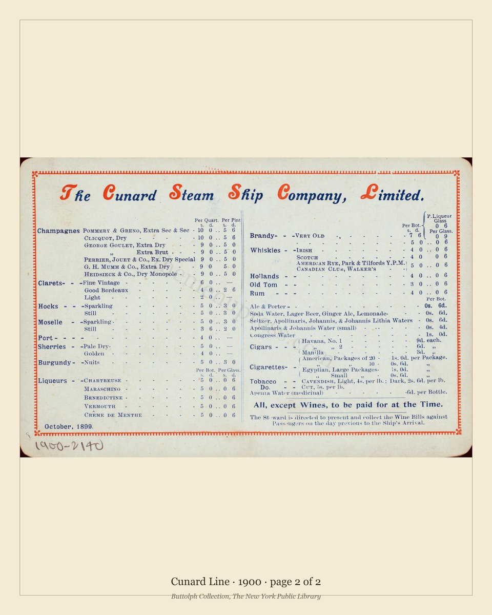 Vintage menu — page 2 of 2