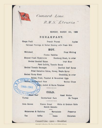 Cunard Line · 1900 — Breakfast