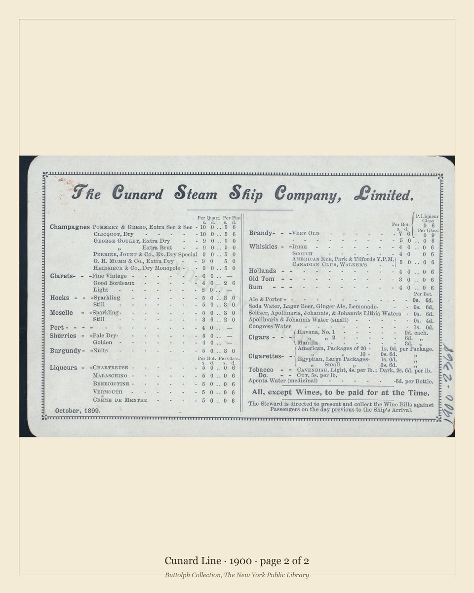 Vintage menu — page 2 of 2