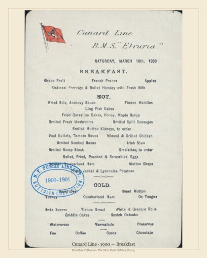 Cunard Line · 1900 — Breakfast