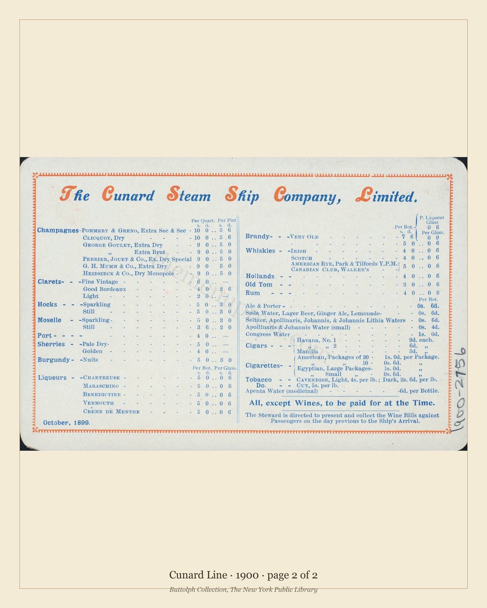 Vintage menu — page 2 of 2
