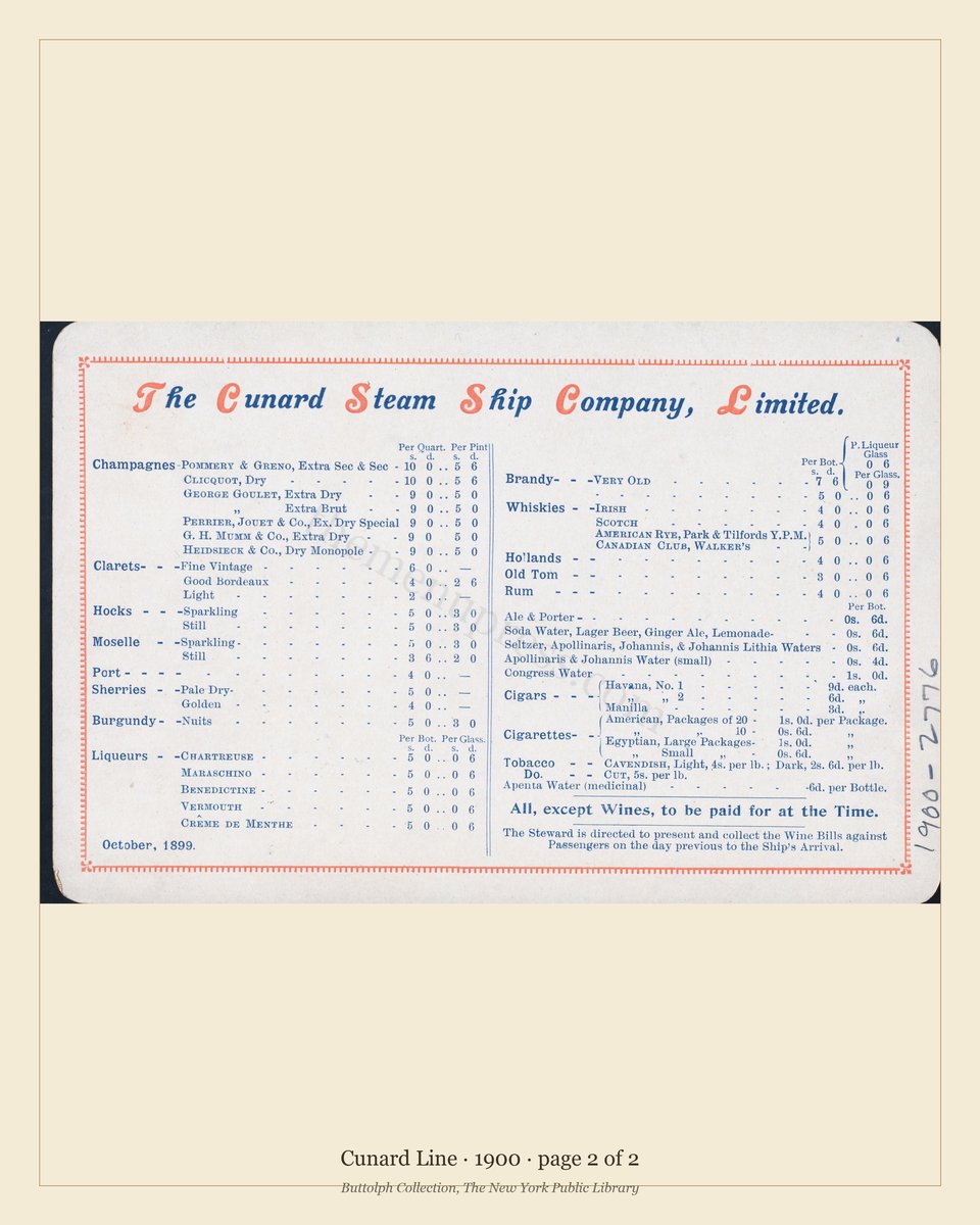Vintage menu — page 2 of 2