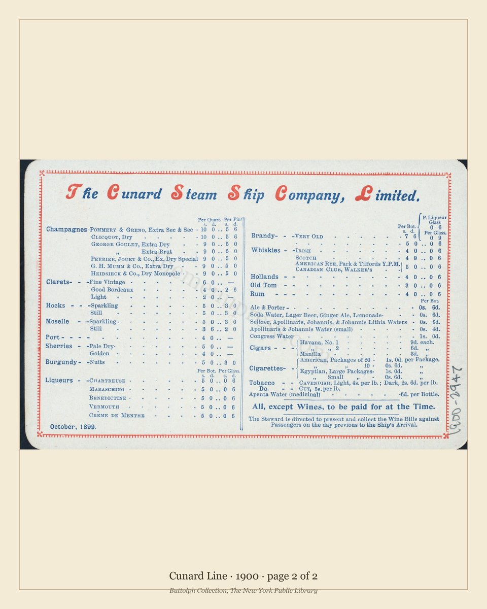 Vintage menu — page 2 of 2