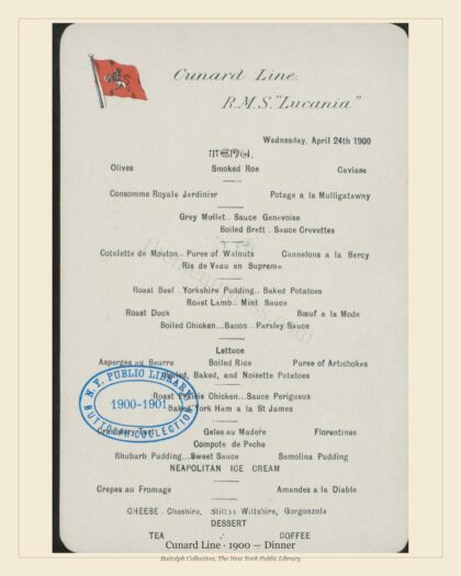 Cunard Line · 1900 — Dinner