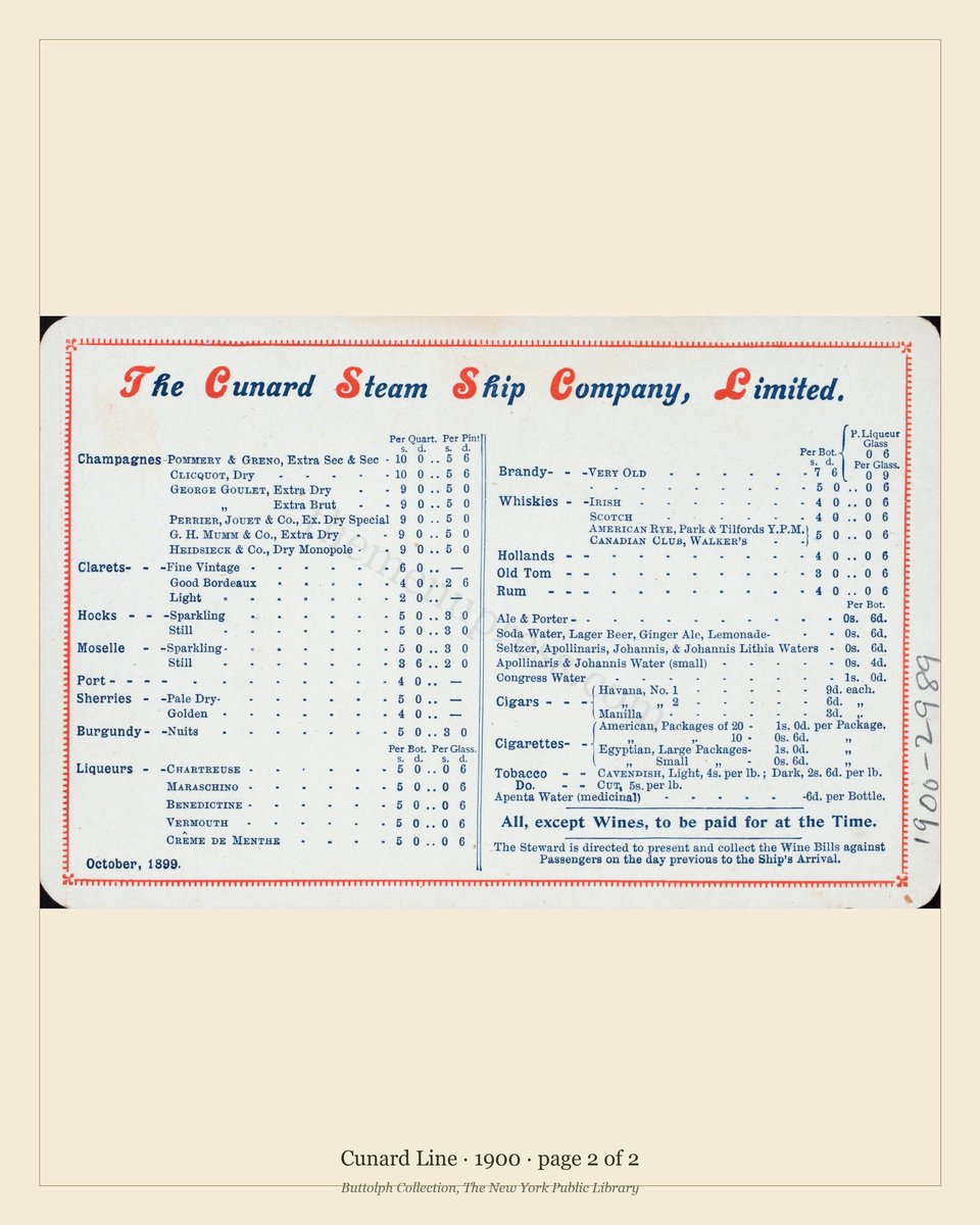 Vintage menu — page 2 of 2