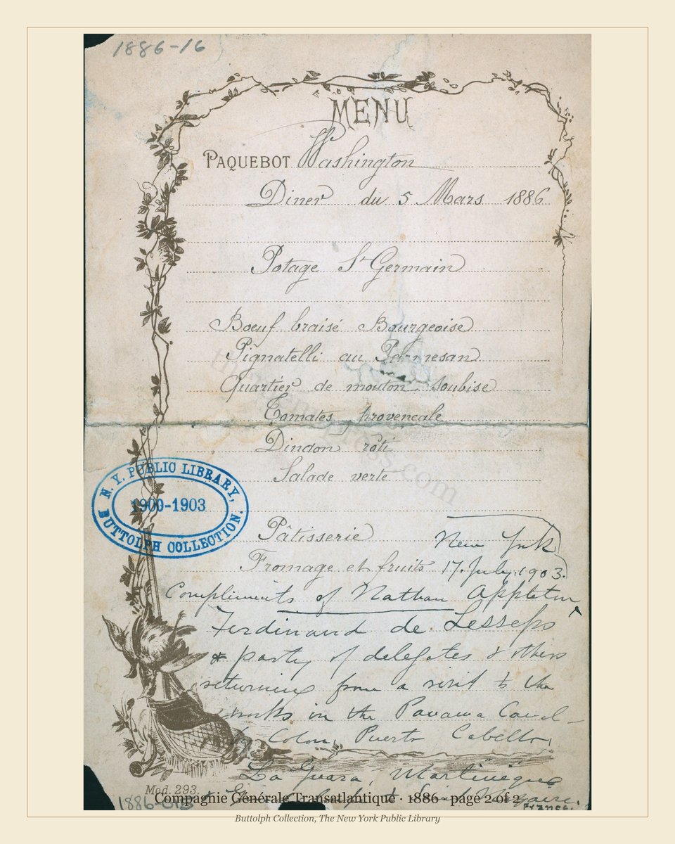 Vintage menu — page 2 of 2
