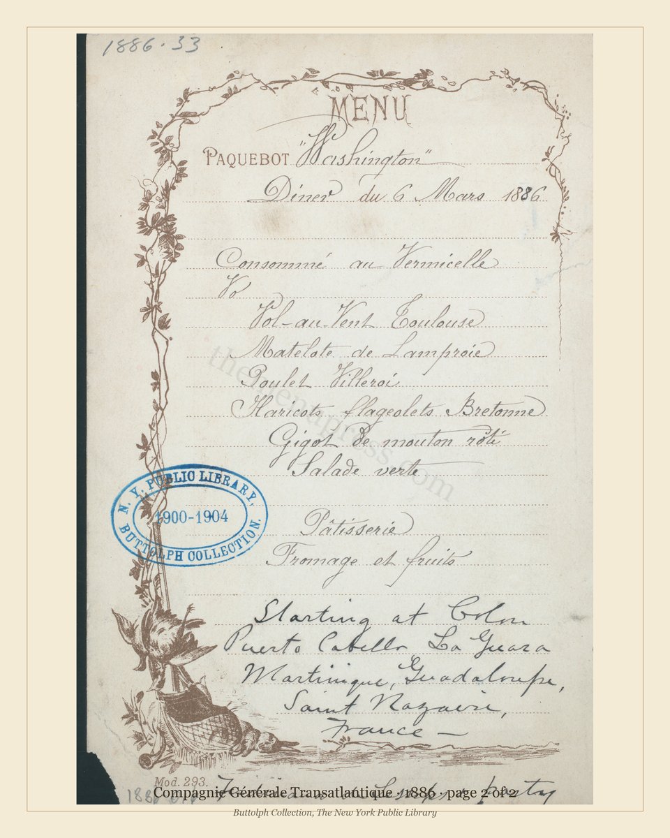 Vintage menu — page 2 of 2