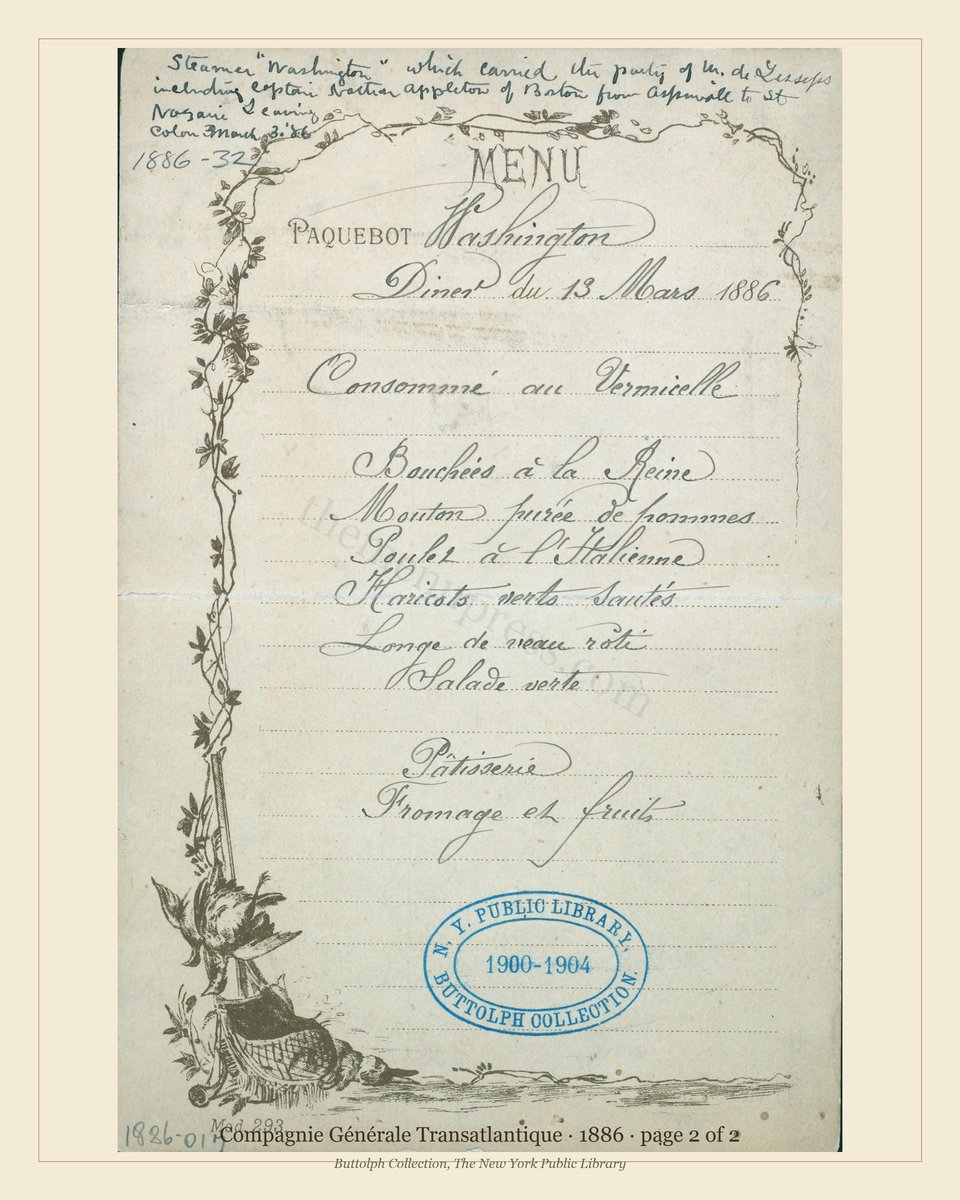 Vintage menu — page 2 of 2