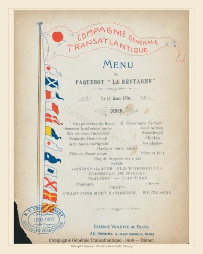 Compagnie Générale Transatlantique · 1906 — Dinner