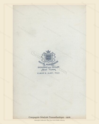Vintage menu preview — 1906 Vintage Dining Menu — Compagnie Générale Transatlantique, Transatlantic Oce