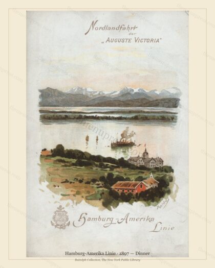 Vintage menu preview — 1897 Vintage Dinner Menu — Hamburg-Amerika Linie, Transatlantic Ocean Liner Card