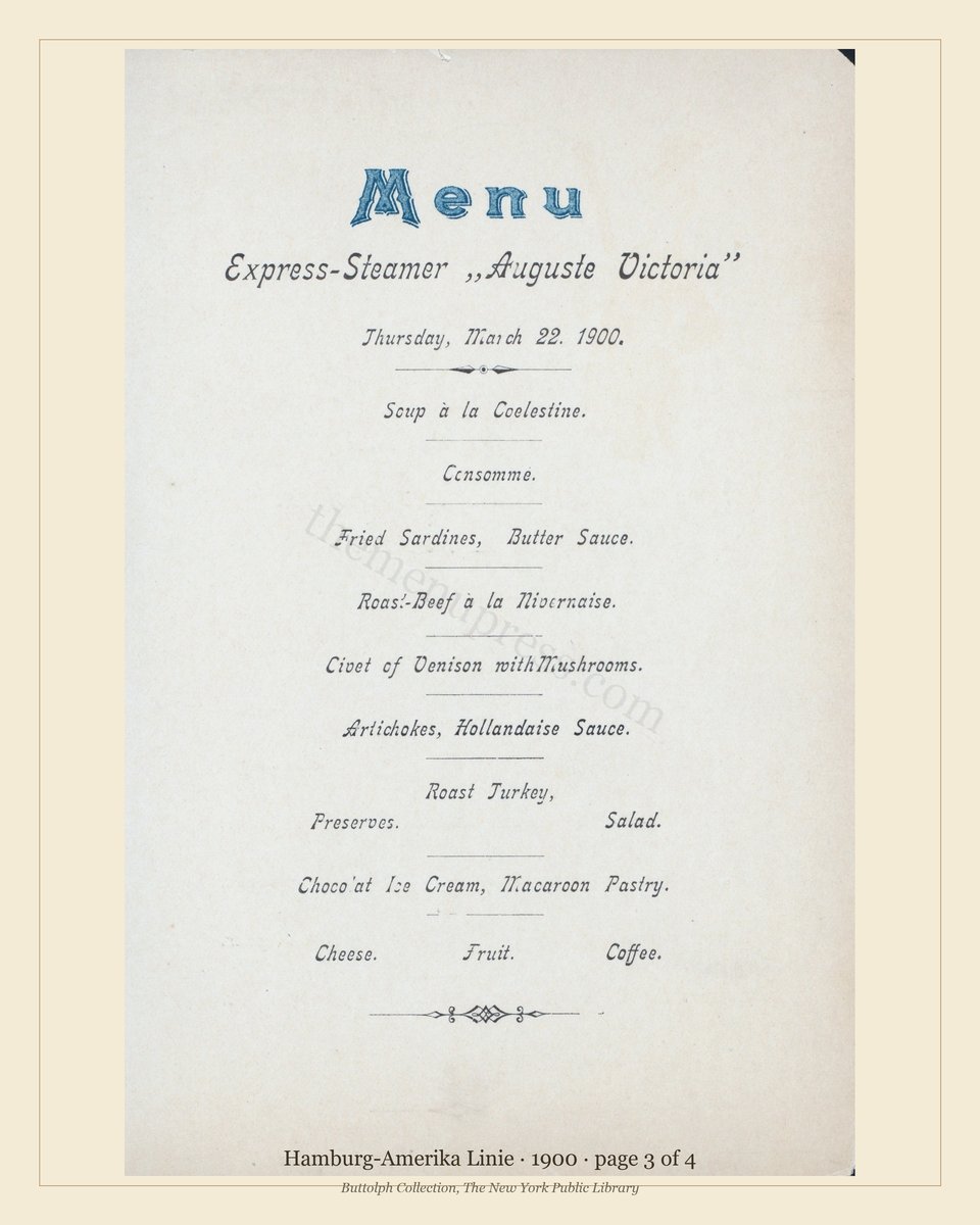 Vintage menu — page 3 of 4