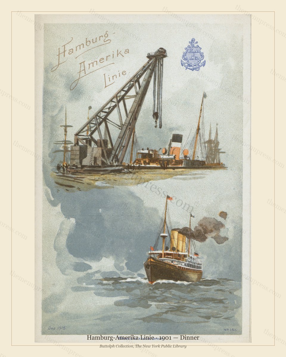 Vintage menu preview — 1901 Vintage Dinner Menu — Hamburg-Amerika Linie, Transatlantic Ocean Liner Card