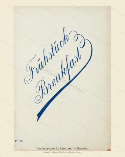 Vintage menu preview — 1901 Vintage Breakfast Menu — Hamburg-Amerika Linie, Transatlantic Ocean Liner C