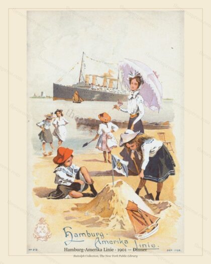 Vintage menu preview — 1901 Vintage Dinner Menu — Hamburg-Amerika Linie, Transatlantic Ocean Liner Card