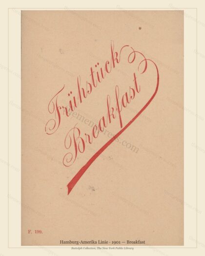 Vintage menu preview — 1901 Vintage Breakfast Menu — Hamburg-Amerika Linie, Transatlantic Ocean Liner C