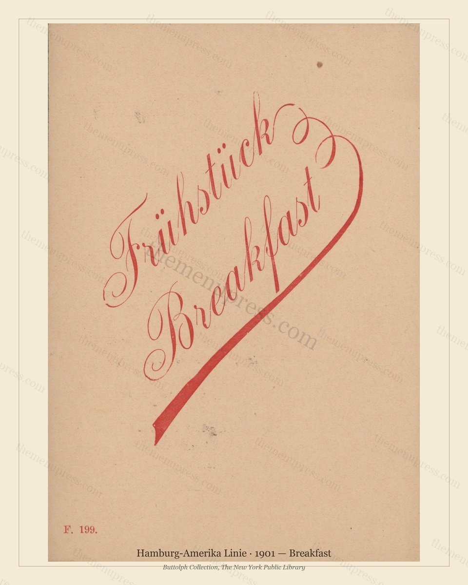 Vintage menu preview — 1901 Vintage Breakfast Menu — Hamburg-Amerika Linie, Transatlantic Ocean Liner C