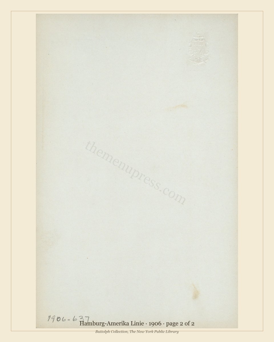 Vintage menu — page 2 of 2