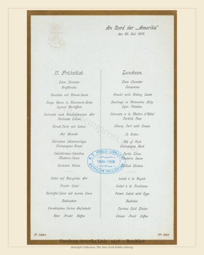 Hamburg-Amerika Linie · 1906 — Breakfast