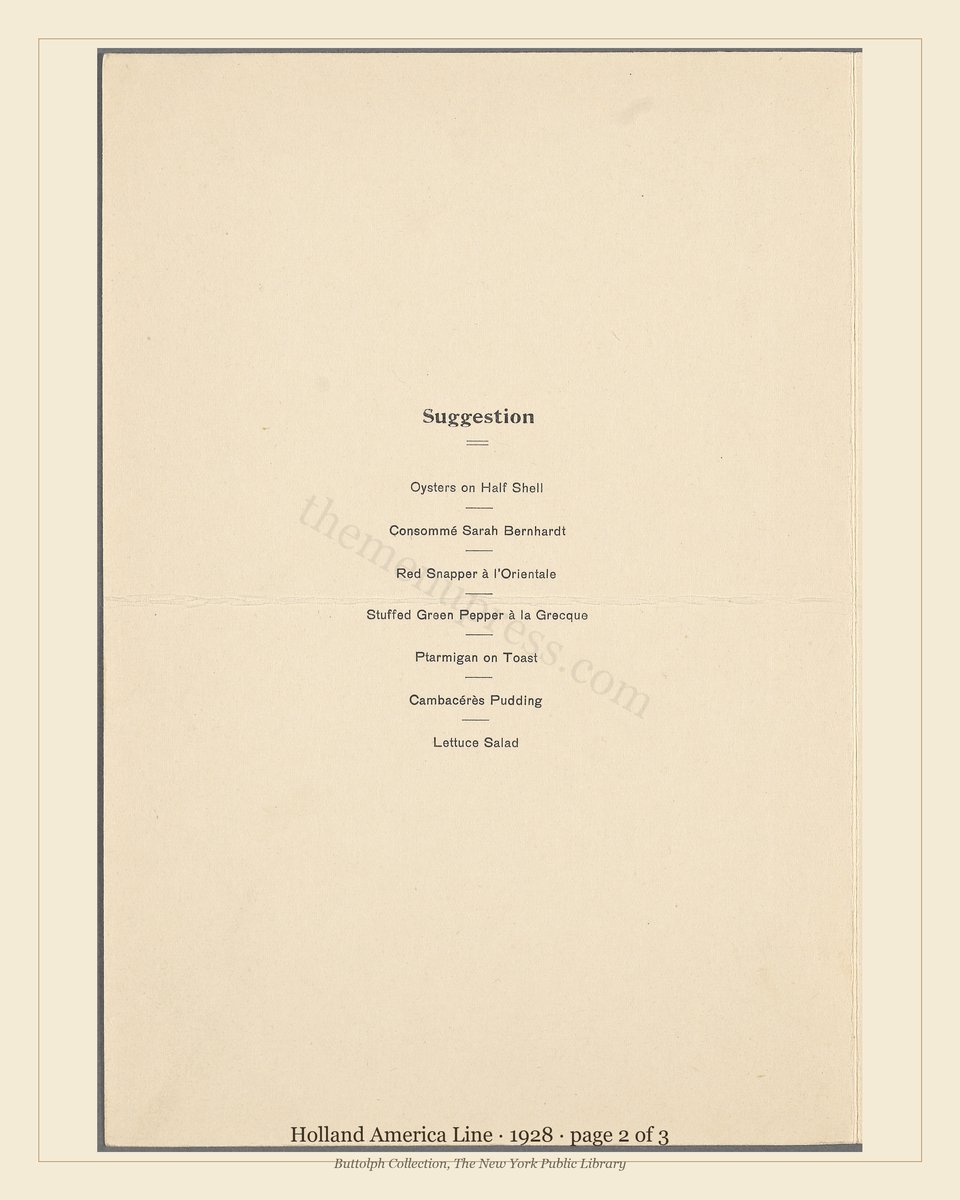 Vintage menu — page 2 of 3