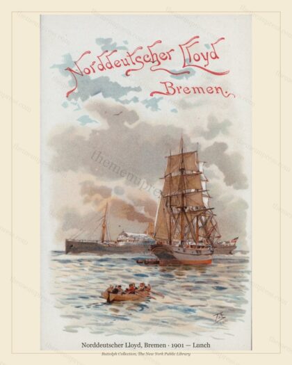 Vintage menu preview — 1901 Vintage Lunch Menu — Norddeutscher Lloyd, Bremen, Transatlantic Ocean Liner