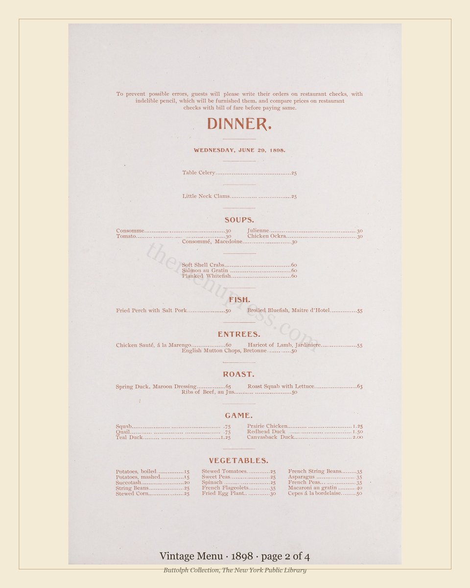 Vintage menu — page 2 of 4