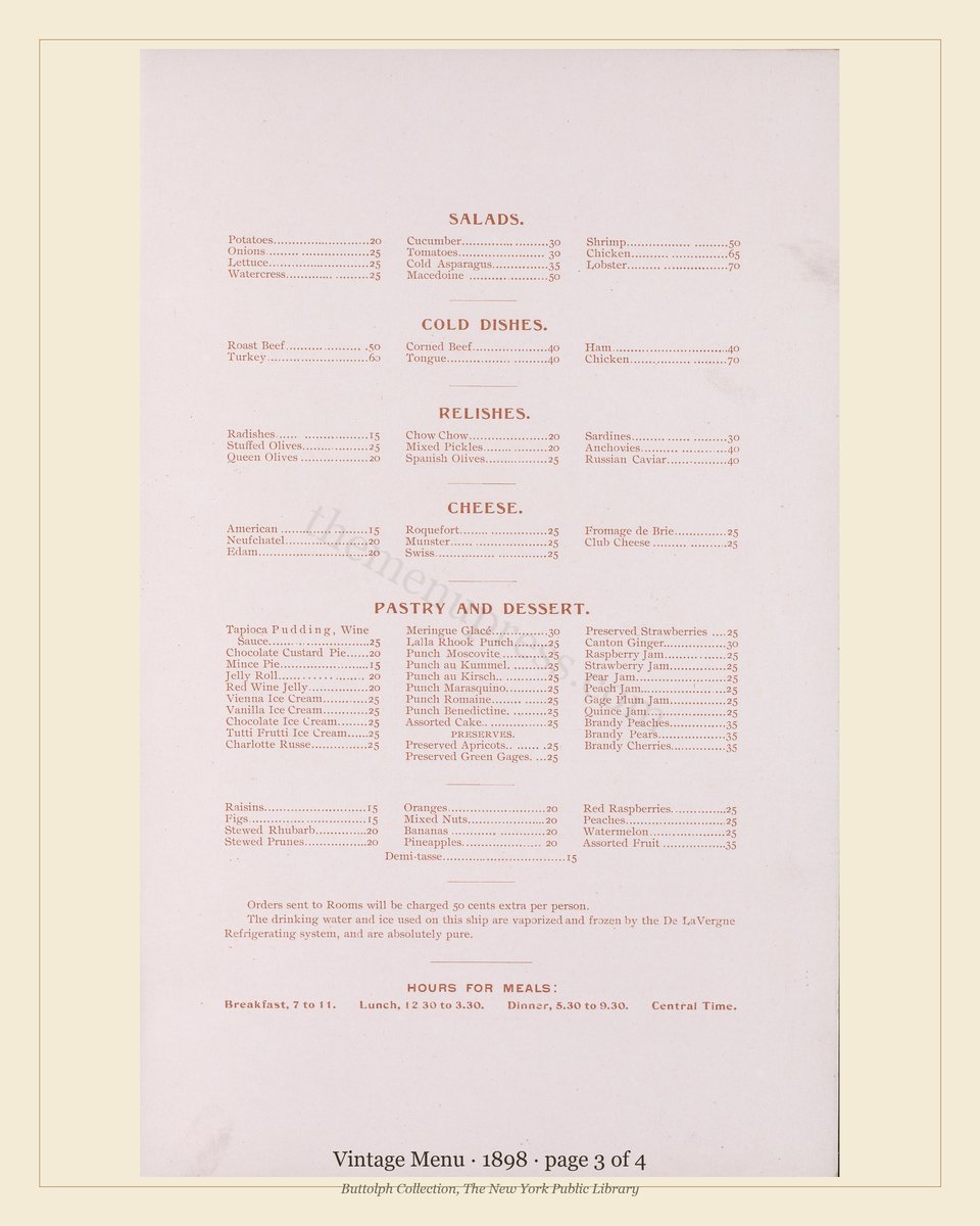 Vintage menu — page 3 of 4