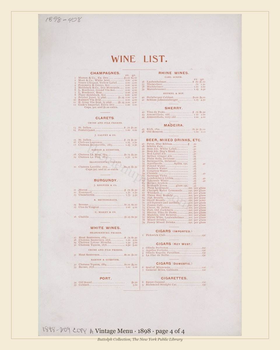 Vintage menu — page 4 of 4