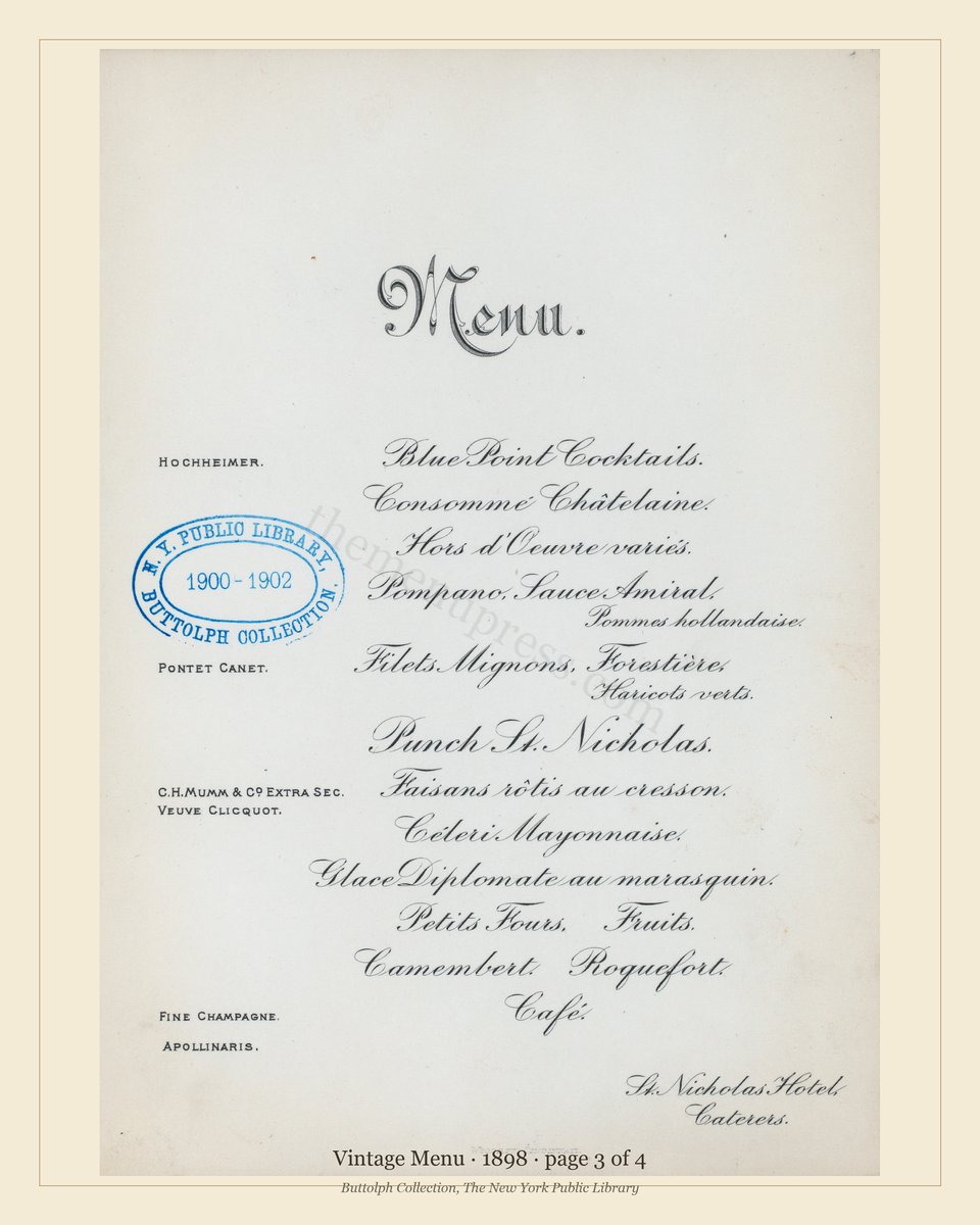 Vintage menu — page 3 of 4