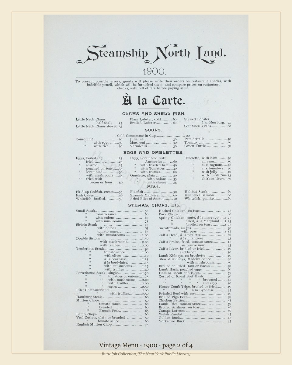 Vintage menu — page 2 of 4