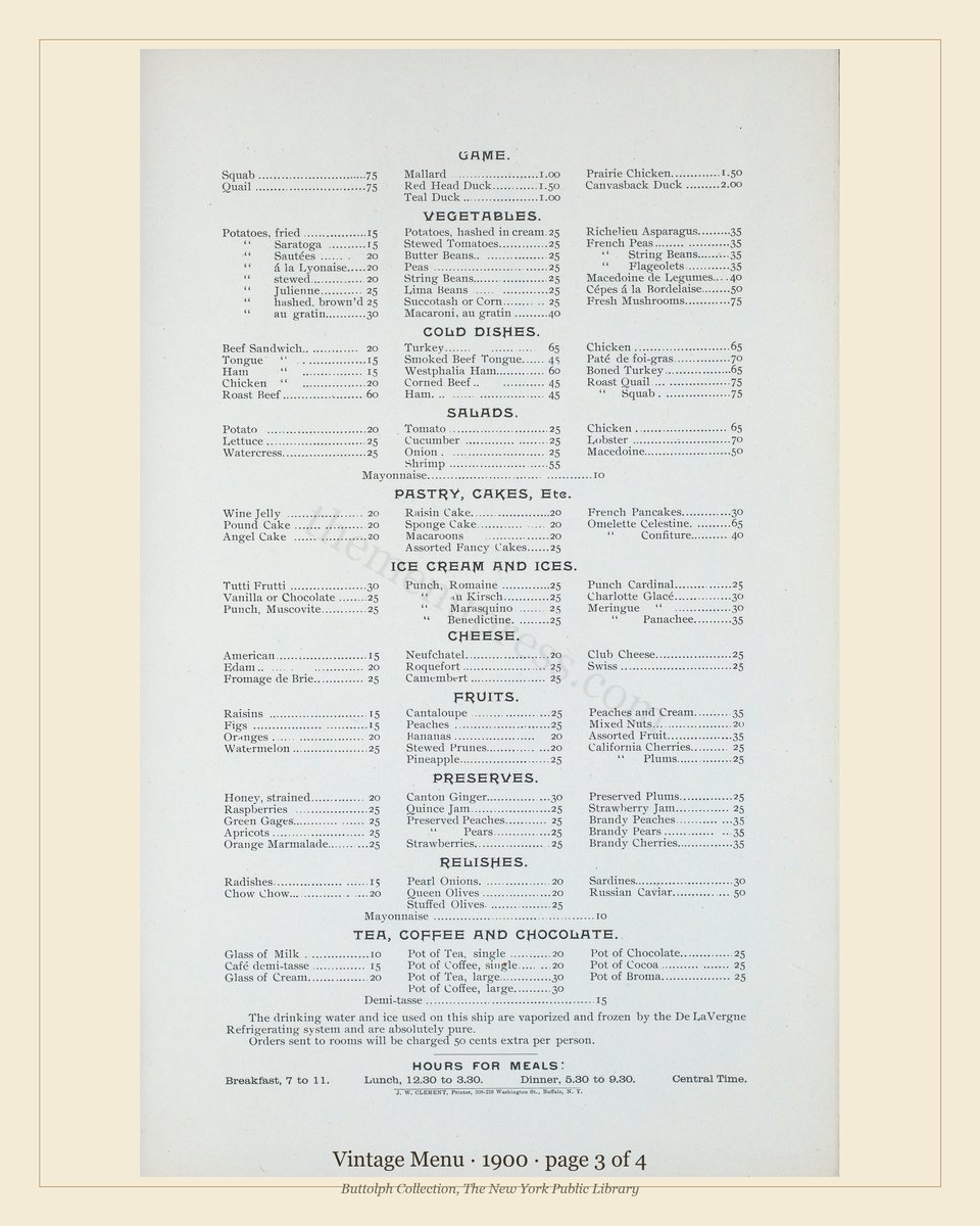 Vintage menu — page 3 of 4