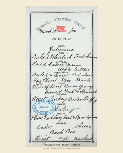 Vintage Menu · 1900 — Dinner