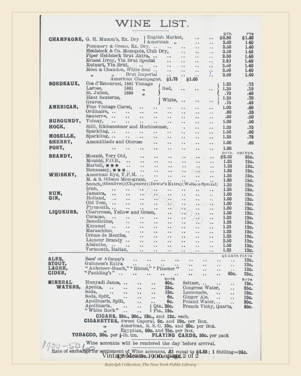 Vintage menu — page 2 of 2