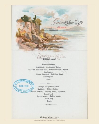 Vintage Menu · 1901