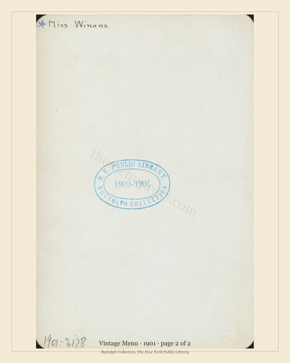 Vintage menu — page 2 of 2