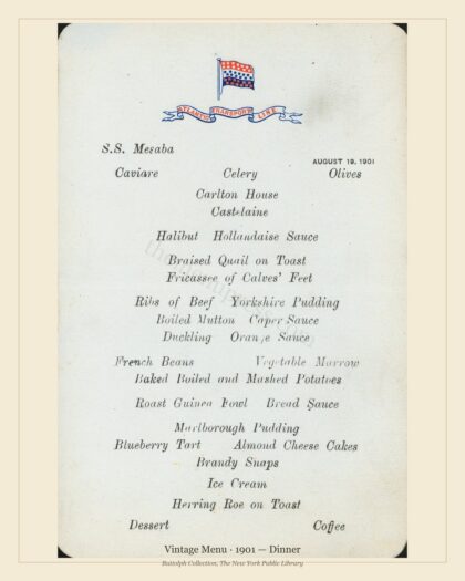 Vintage Menu · 1901 — Dinner