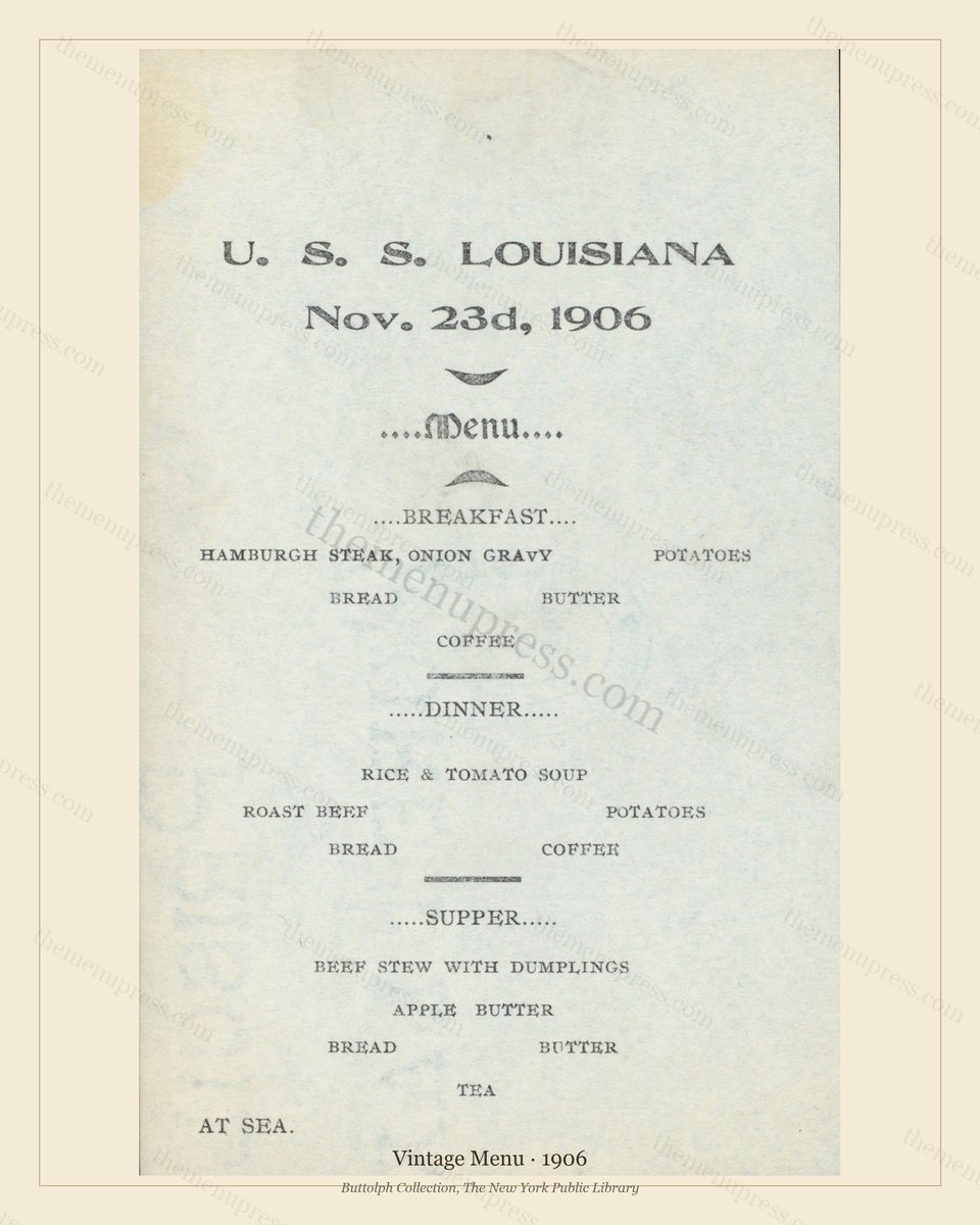 Vintage menu preview — 1906 Vintage Dining Menu — Vintage Menu, Transatlantic Ocean Liner Card (Complet